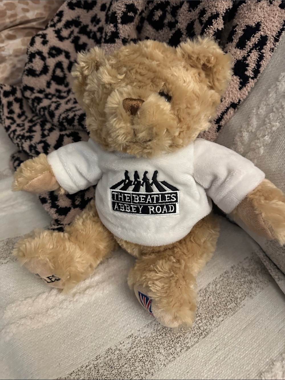The Beatles Beige Plush Bear with White Abbey Road Sweatshirt